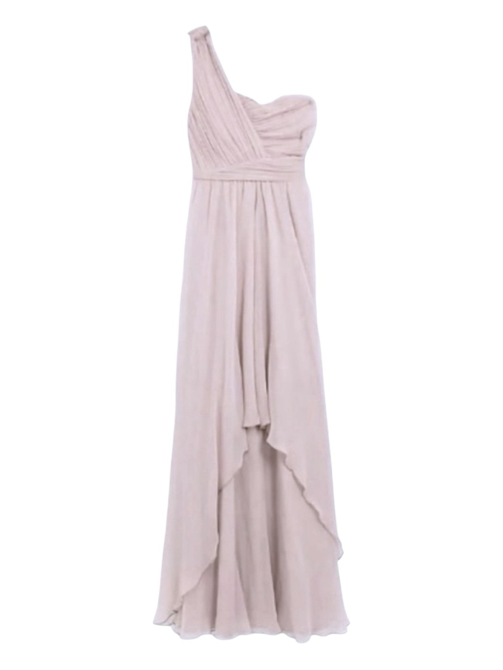 ASOS Soft Blush One Shoulder Pleated Bodice Layer Maxi Dress (6)